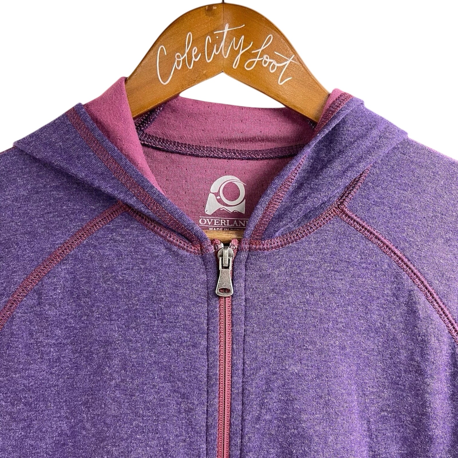 Overland Full Zip Hoodie Sweatshirt Peru Cotton Blend Xs Purple Nwt — image 2 of 8